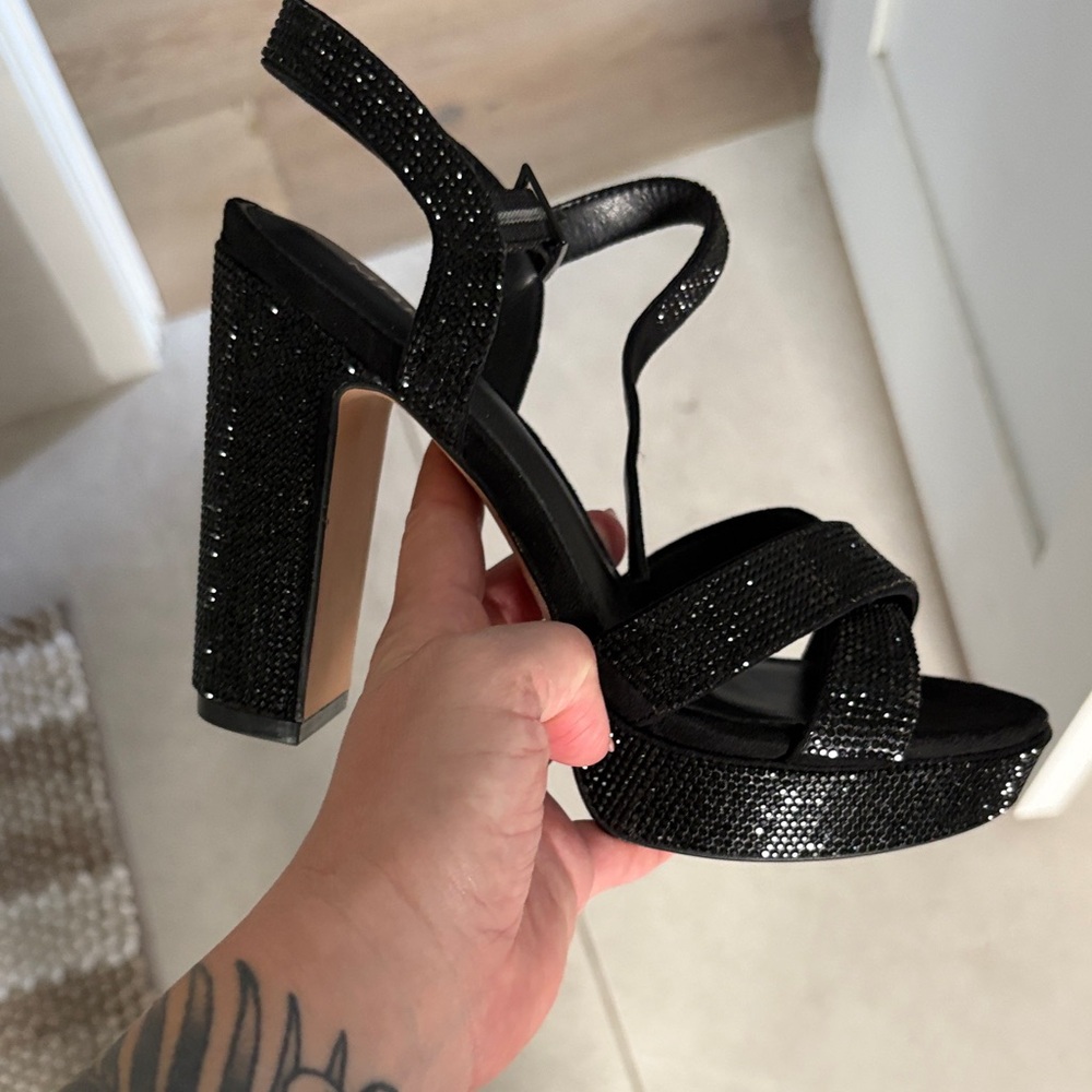 Maripe Black Glitter Heels - Picture 5 of 5